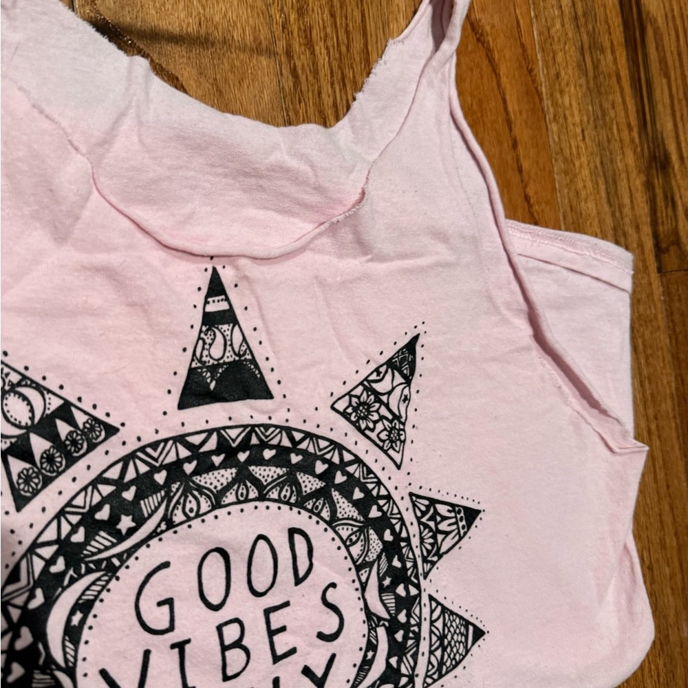 Keep it Bright Good Vibes Only Graphic Tank/ Vest Shirt Baby Pink - Medium - Picture 3 of 3